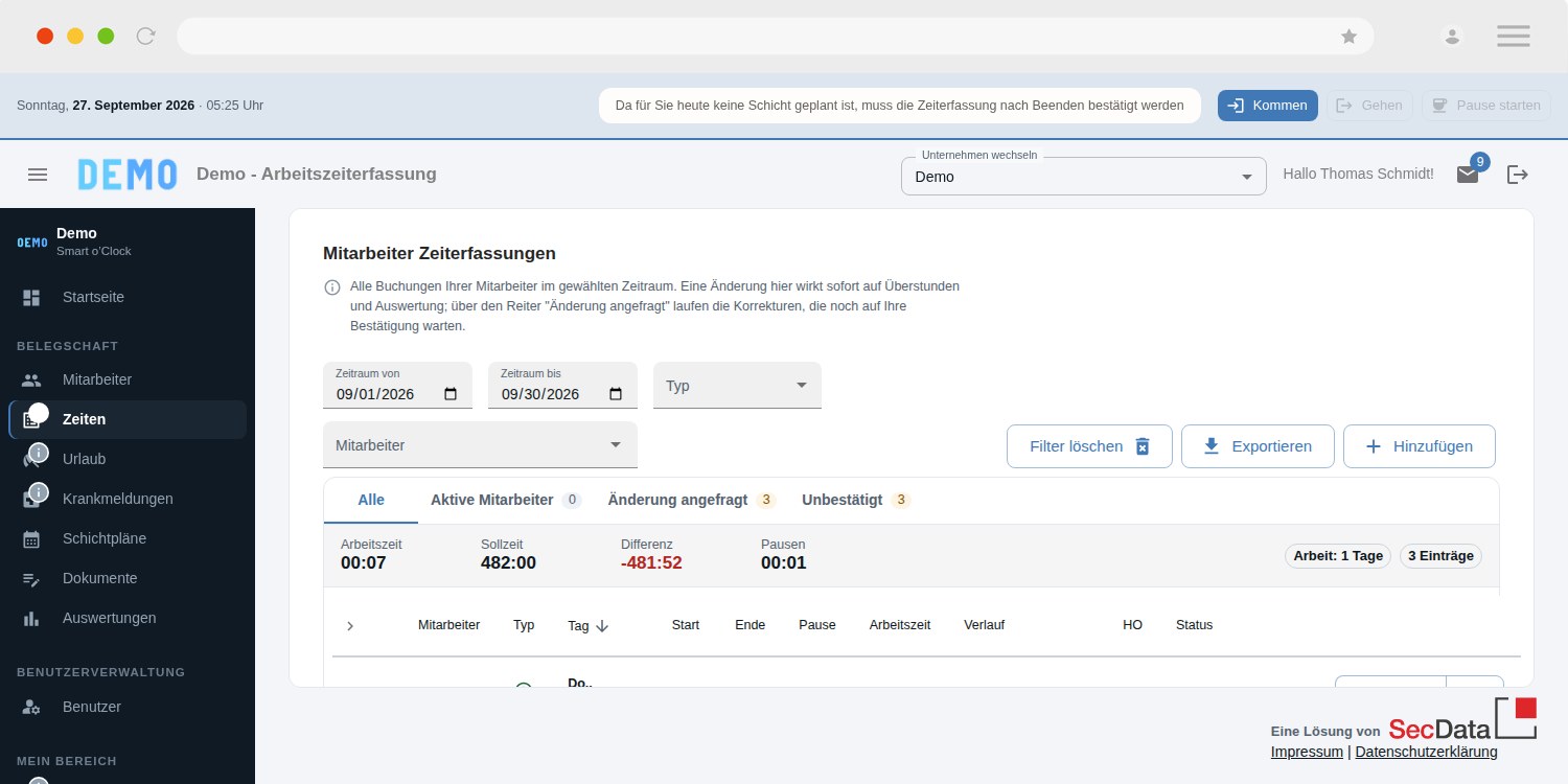 Digitale Zeiterfassung