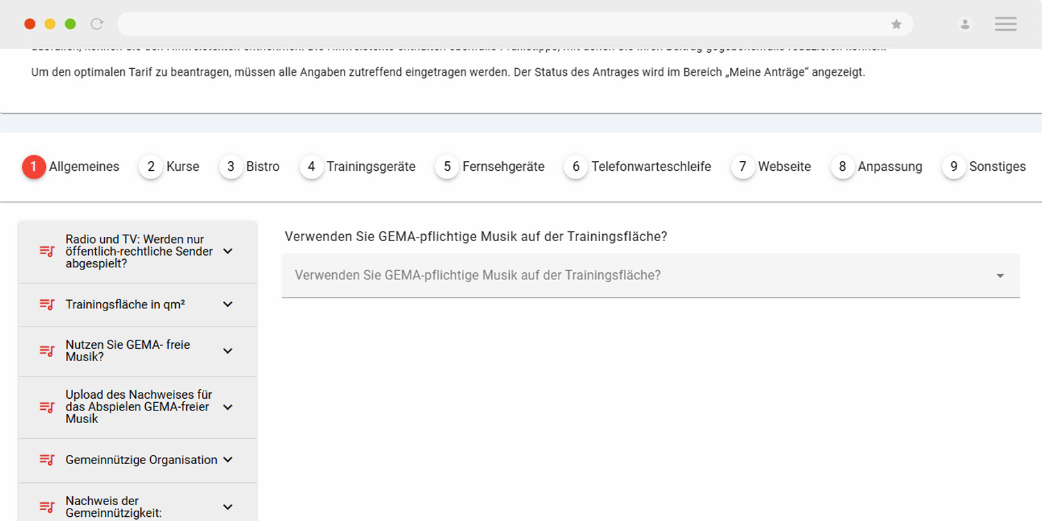 GEMA-Antragsformular