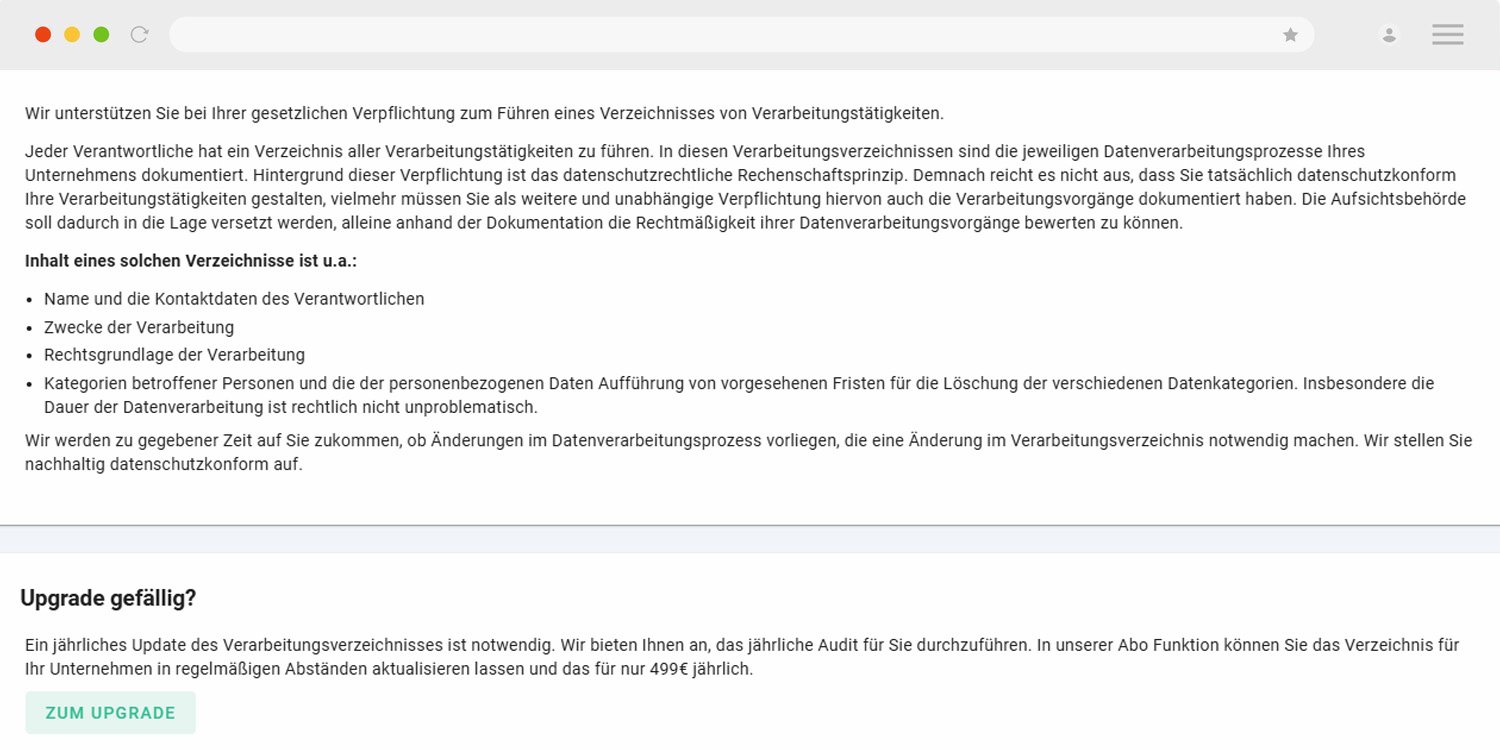 Übersicht aller erstellten Verzeichnisse